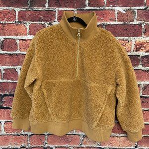 Joy Lab Women's Warm Fuzzy Jacket Size XXL Cappuccino 1/4 Zip Pullover